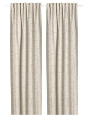 New IKEA  LÖNNSTÄVMAL Black-out Curtains 1 Pair Beige  57x98" 205.563.76